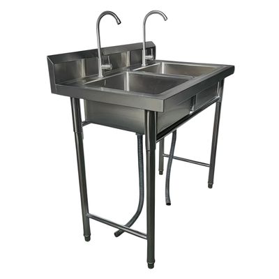 Imagen 2 del producto Lavafondos Doble Acero Inox. 100x60x90 cm. Con Grifería