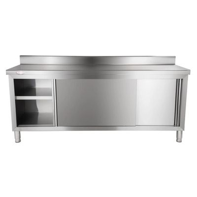 Mesón mural cerrado acero inoxidable 180x60 cm