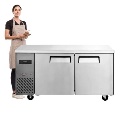 Mesón Refrigerado 150 Cm Acero Inox. 2 Ptas 400 Lt