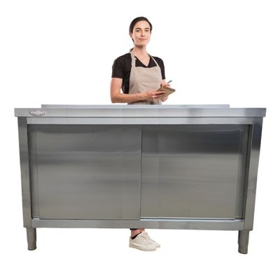 Mesón mural cerrado acero inoxidable 150x60 cm