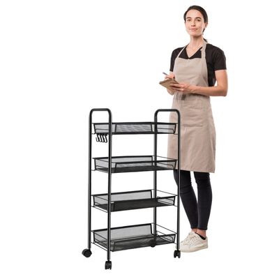 Imagen 2 del producto Carro Organizador Multiuso Acero Negro 4 Bandejas Removibles