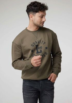 Poleron Hombre Ls Crew Sws Print Militar Green