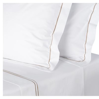 Juego sábanas King Premium 300 hilos 100% alg, doble festón miel