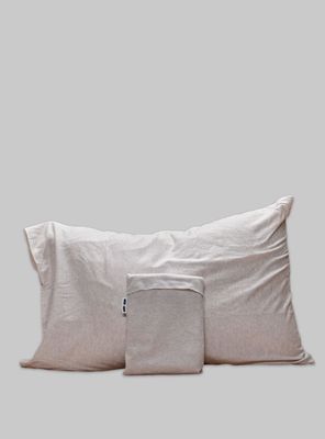 Set 2 Fundas de almohada 100%Algodón elástico, melange color Natural/Beige tamaño 50x70cm