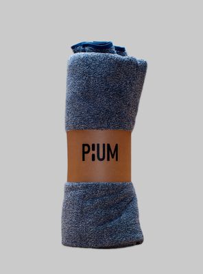 Set 1 toalla de mano y 1 de baño, 100% algodón, jaspeado color azul/crudo