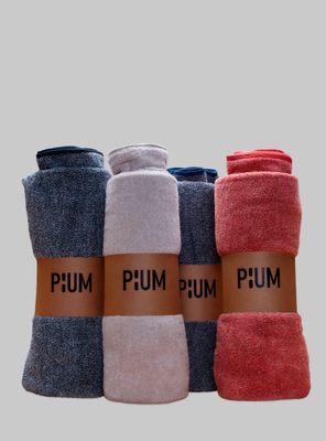 Imagen 2 del producto Set 1 toalla de mano y 1 de baño, 100% algodón, jaspeado color azul/crudo