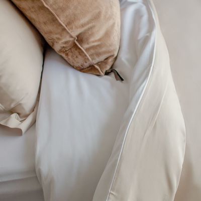 Imagen 2 del producto Funda plumón 2 plazas reversible 380 hilos 100% algodón blanco/beige