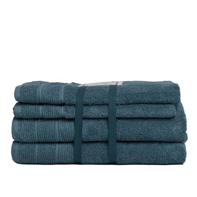 Set de toallas Deluxe con elegante guarda clásica en 100% algodón turco 620gr, color Verde petróleo.