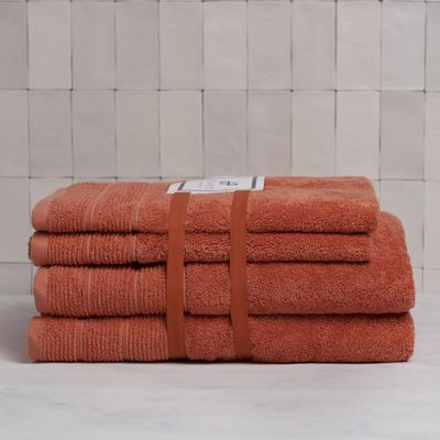 Imagen 2 del producto Set de toallas Deluxe con elegante guarda clásica en 100% alg. turco 620gr. Zanahoria