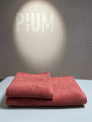 Imagen 1 del producto Set 1 toalla de mano y 1 de baño, 100% algodón, jaspeado color rojo/crudo