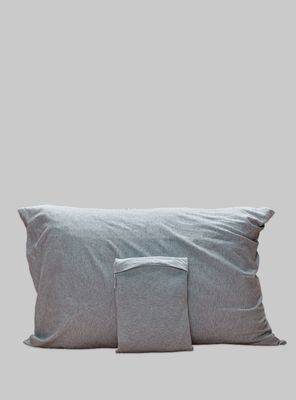 Set 2 Fundas de almohada 50x70cm. 100%Algodón elástico, melange color gris.