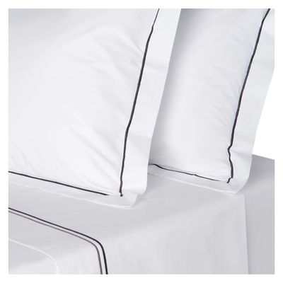 Juego sábanas King Premium 300 hilos 100% alg, doble festón acero/plata