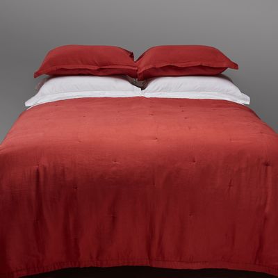 Set 2 Fundas de almohada 100% lino prelavado, color granate tamaño 52x92cm.