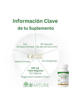 Imagen 2 del producto Triple Magnesio (Citrato, Taurato, Bisglicinato) B NATURE