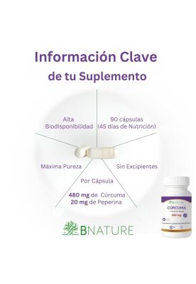 Imagen 2 del producto Curcuma + Pimienta Negra | 500mg 90 cápsulas B NATURE