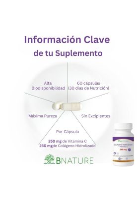Imagen 2 del producto Colágeno Hidrolizado + Vitamina C 500mg | 60 caps B NATURE