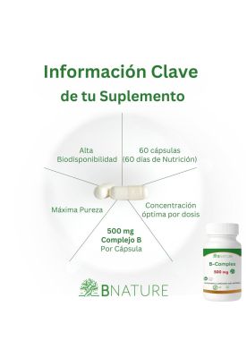 Imagen 2 del producto Vitaminas B Complex 500mg | Suplemento 60 caps B NATURE