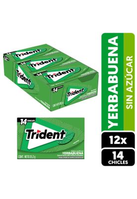 Chicle Trident® Sin Azúcar Sabor Yerbabuena 12 X 14 Un C/u