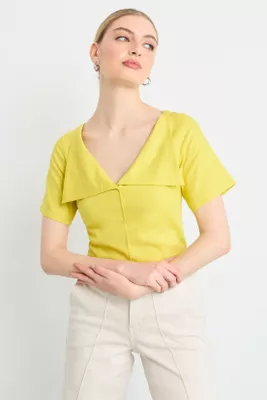 Blusas Manga Corta Amarillo iO 14020225063314