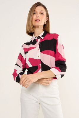 Imagen 2 del producto Blusa Viscosa Estamapada Fucsia Ma Griffe 14102225063116
