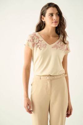 Polera Estampada Focalizada Beige Ash 14607125001106