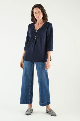 Imagen 2 del producto Blusa Escote En V Con Botones Azul Ma Griffe 14002125004104