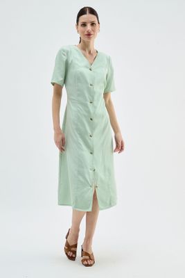 Vestido Lyocell Abotonado Verde Ma Griffe 13002224057117
