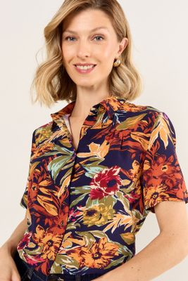 Imagen 2 del producto Blusa Camisera Estampada Azul Ma Griffe 14102126052104