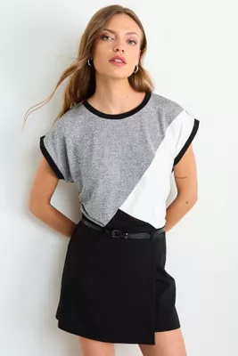 Polera Lisa Hombro Caido Gris Ash 14207225056113