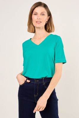 Polera De Rib Acanalado Verde Ma Griffe 14202225014217