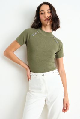 Polera Tejida Manga Corta Verde Ash 18207126051137