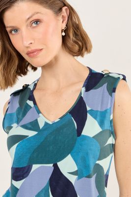 Imagen 2 del producto Polera Estampada De Lycra Azul Ma Griffe 14302225006134