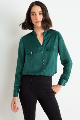 Blusa Lisa Manga Larga Verde Oliva Ash 14007126053107