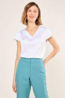 Blusa De Lino Con Bordado Verde Ma Griffe 14002225061217