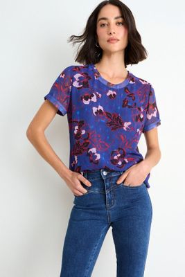 Blusa Fantasia Manga Corta Azul Ash 14107126053104