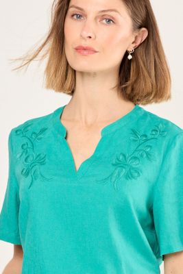 Imagen 2 del producto Blusa De Lino Con Bordado Verde Ma Griffe 14002225061217
