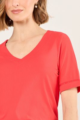 Imagen 2 del producto Polera De Rib Acanalado Rojo Ma Griffe 14202225014103