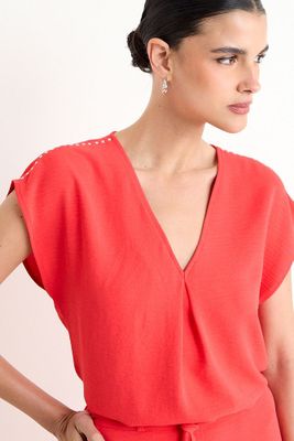 Imagen 2 del producto Blusa Lisa Escote En V Rojo Ash 14007225015103