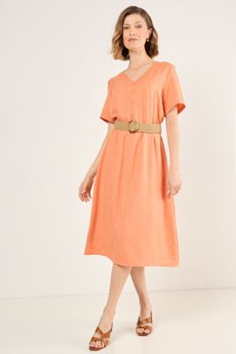 Imagen 1 del producto Vestido Con Cinturon Naranjo Ma Griffe 13002225007114