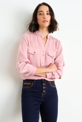 Blusa Lisa Manga Larga Rosa Ash 14007126053123