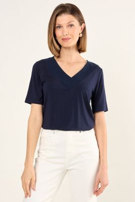 Polera Escote En V Azul Marino Ma Griffe 14202225015104