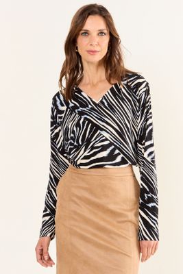 Imagen 2 del producto Polera Fantasia Escote En V Crudo Ma Griffe 14302126003105