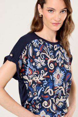 Imagen 2 del producto Polera Doble Tela Estampada Azul Ma Griffe 14602225001104