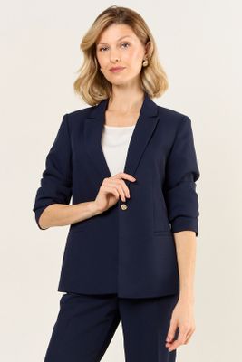 Blazer Abotonado Con Solapa Azul Ma Griffe 16002126001104