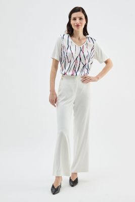 Polera Con Nudo Estampada Crudo Ma Griffe 14602224058105