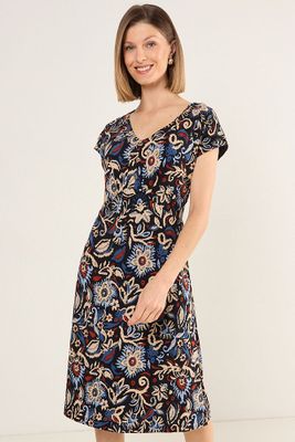 Vestido Escote En V Azul Ma Griffe 13102225013104