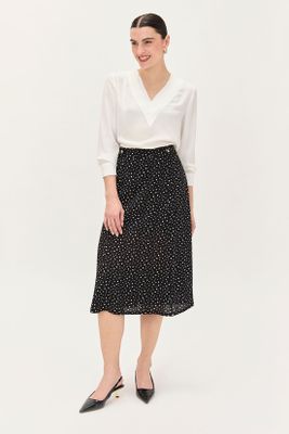 Falda Evase Estampada Negro Ma Griffe 12102224053102