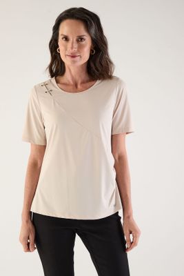 Polera Manga Corta Beige Ma Griffe 14202125002106