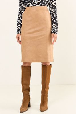 Imagen 2 del producto Falda Tubo Coating Café Ma Griffe 12002126051129