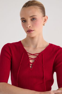 Imagen 1 del producto Polera Lisa Tejida Rojo 18207125003103